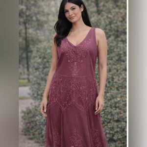 Newport News Pink Dress with Embroidery